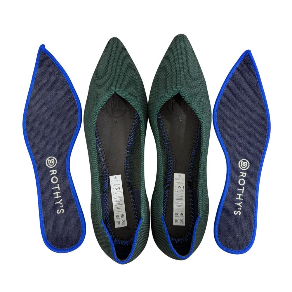 Rothy’s The Point Emerald Green Pointed Toe Ballet Flats Women’s Size 11 Slip On - Picture 7 of 10